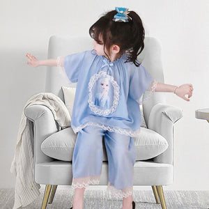 Girls Elsa Princess Dress Frozen Short Sleeve TOP & Trouser Dresses Baby