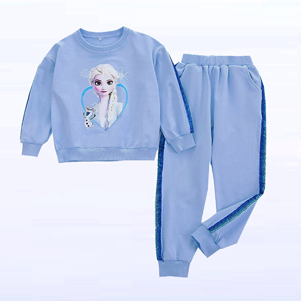 Disney Frozen Children Clothes Girl Elsa Baby Clothing Suit Tracksuit –