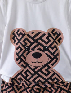 Young Boy Young Boys Bear Printed Short Sleeve T-Shirt And All-Over Print Shorts Set