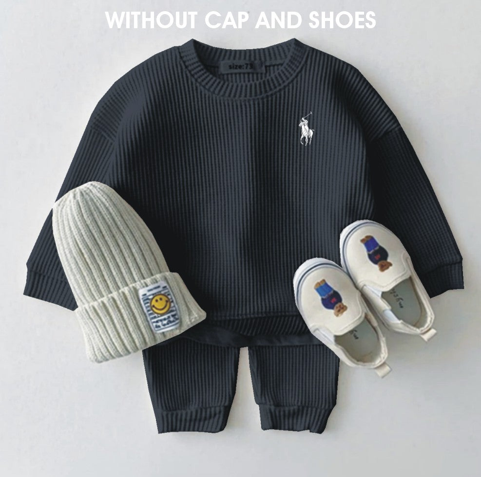 KIDS RL SWETSHIRT WITH PANTS WAFFLE COTTON