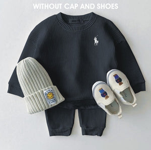 KIDS RL SWETSHIRT WITH PANTS WAFFLE COTTON
