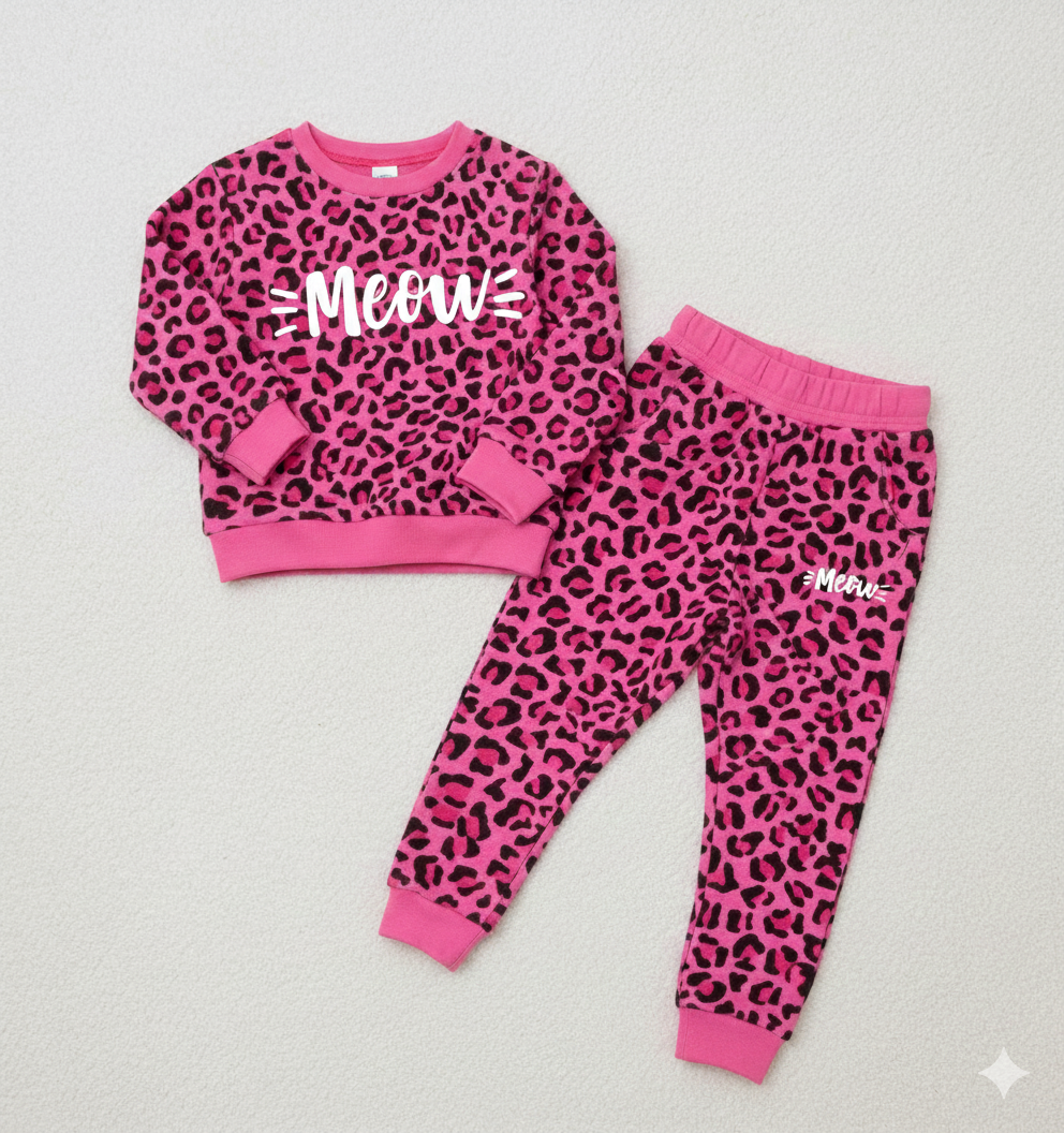BABYGIRL CHEETA PRINT SWEATSHIRT AND PANTS