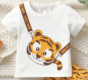 Boys Baby Tiger Print Tee & Tiger Print Shorts