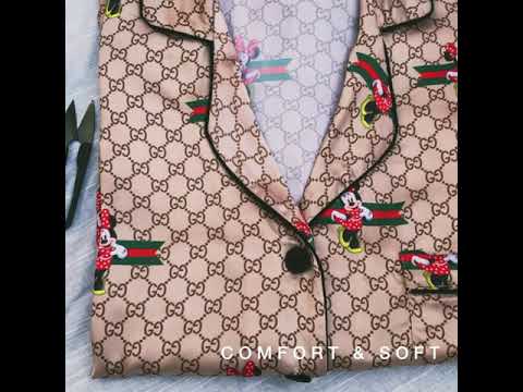 Silk Geometric G print pajama set I Nightwears in Pakistan –